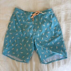 Johnnie-O Men’s Swim Trunks M Arno Breaker Light Blue